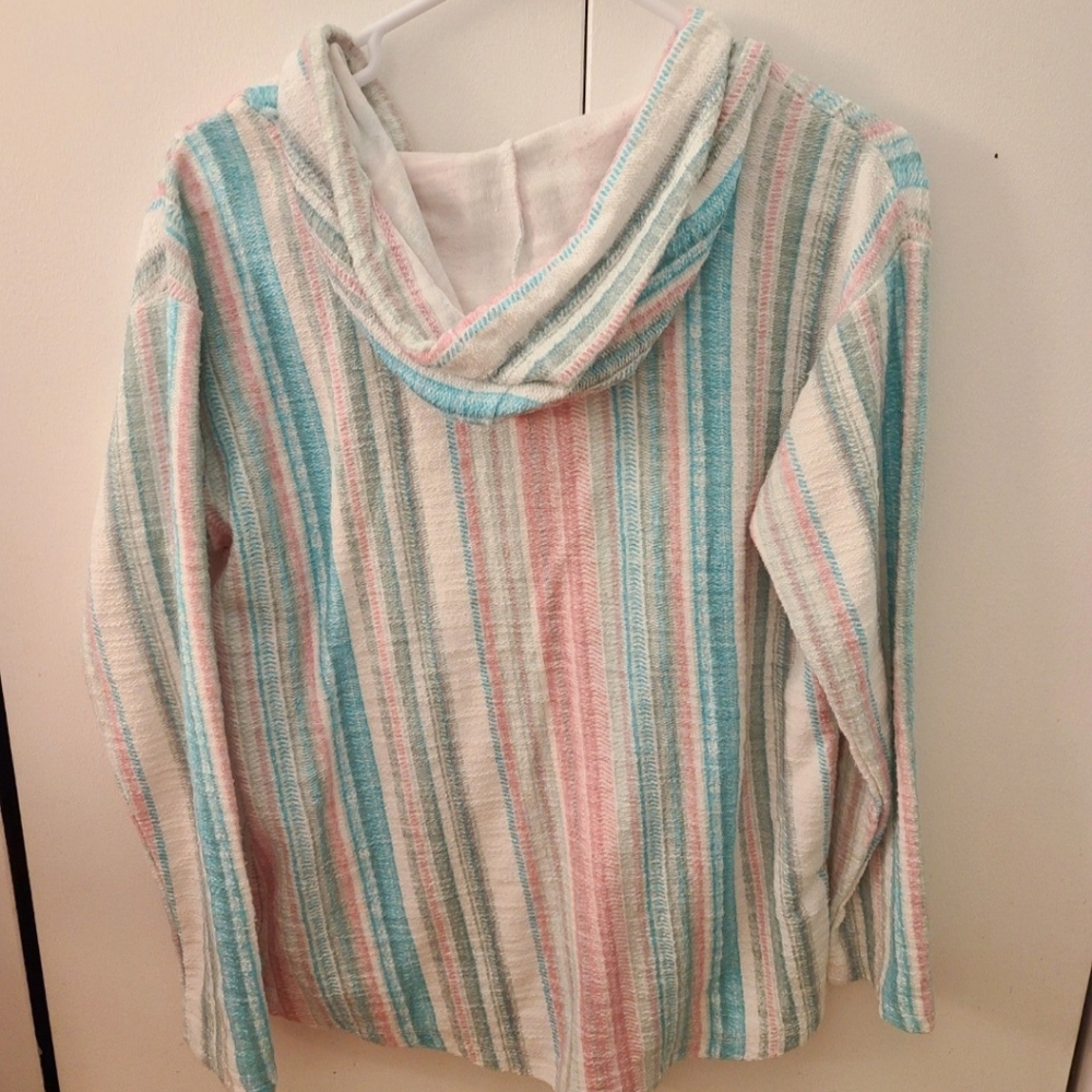 Striped Pastel Hooded Pullover Sweatshirt - Picture 2 of 2